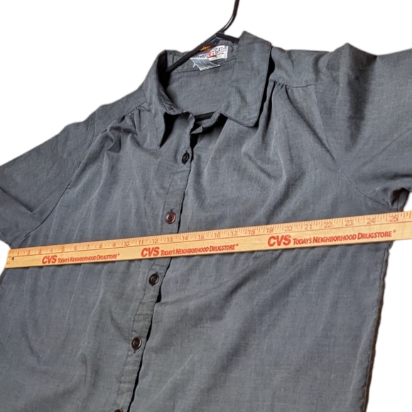 Bridge Gate Women's Size B0 Charcoal Light Black Button Down Blouse Shirt Top - Picture 4 of 9